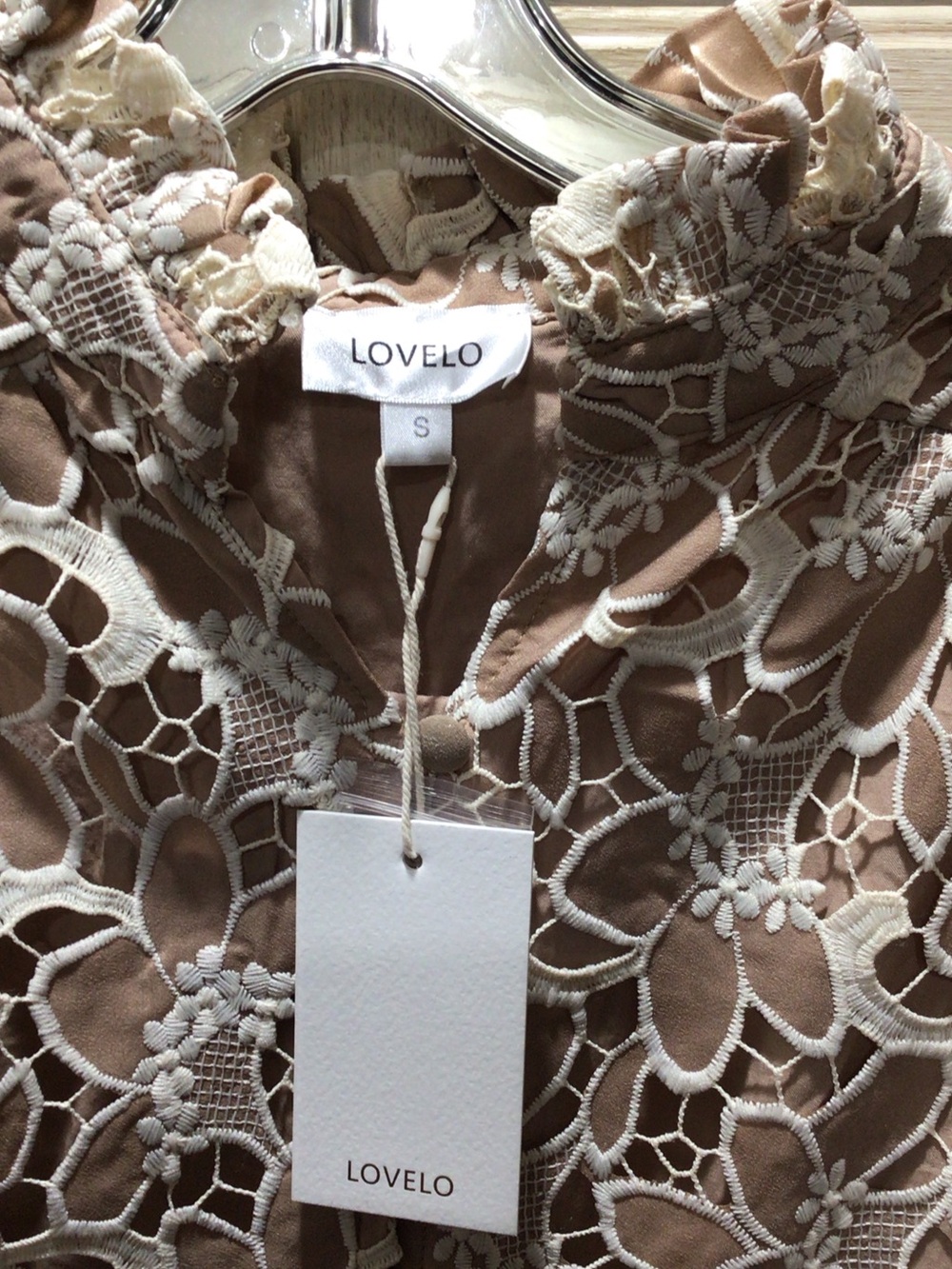 LoveLO Beige and Cream Lace Blouse - Picture 2 of 5